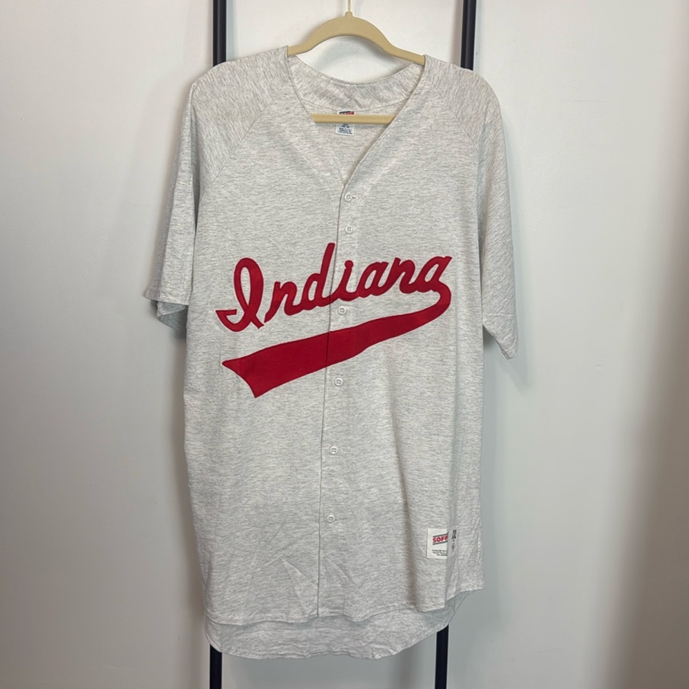 Vintage Soffe Shirts Indiana Cotton Buttons Down Grey Short Sleeve Size XXL